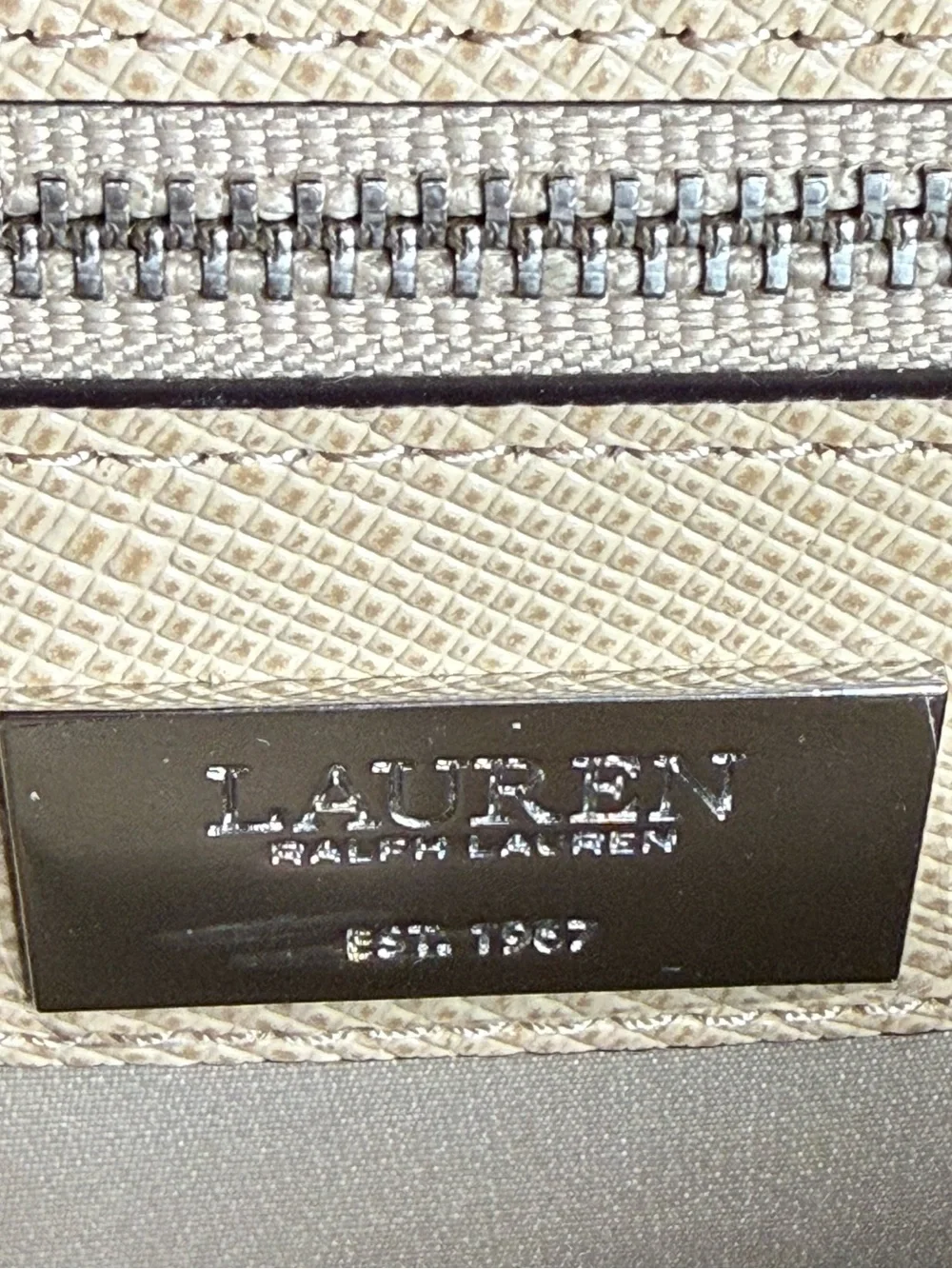 Ralph Lauren Beige Top-Handle Leather Satchel with RL Monogram - Picture 4 of 13